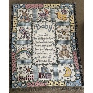Goodwin Weavers Baby Throw Blanket Tapestry God Bless Little Bundle 42 x 51"
